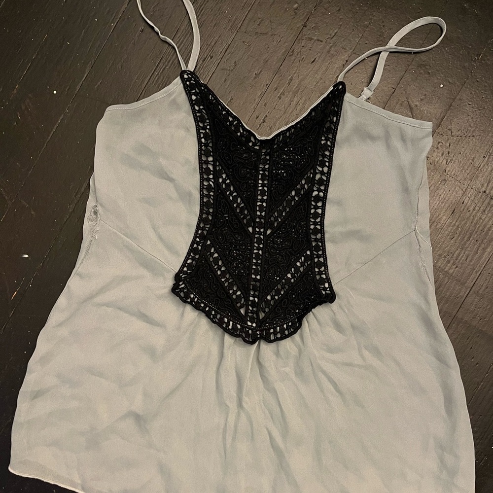 Stylish Tank Top with Black Lace Detail